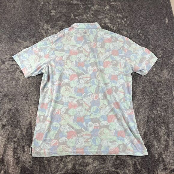 Peter Millar Crown Crafted Tailored Fit Ace Disc Pique Golf Polo Men's XL AOP - Picture 5 of 10